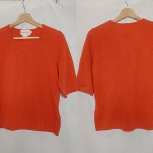 Absolut Cashmere Sweater Crew Neck Elbow Sleeve Orange Medium M